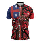Aotearoa Iwi Ngapuhi Zipper Polo Shirt Tuhoronuku Kite United Tribes Flag Maori Pattern