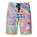 Maori Kowhaiwhai Taniko Patchwork Rainbow Motifs Board Shorts