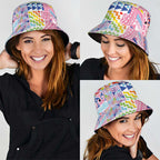 Maori Kowhaiwhai Taniko Patchwork Rainbow Motifs Bucket Hat