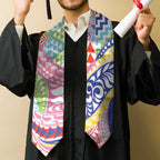 Maori Kowhaiwhai Taniko Patchwork Rainbow Motifs Graduation Stole