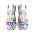 Maori Kowhaiwhai Taniko Patchwork Rainbow Motifs High Sneakers AJ1