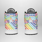 Maori Kowhaiwhai Taniko Patchwork Rainbow Motifs High Sneakers AJ1
