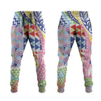 Maori Kowhaiwhai Taniko Patchwork Rainbow Motifs Jogger Pants