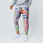 Maori Kowhaiwhai Taniko Patchwork Rainbow Motifs Jogger Pants