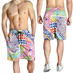 Maori Kowhaiwhai Taniko Patchwork Rainbow Motifs Shorts for Men