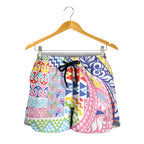 Maori Kowhaiwhai Taniko Patchwork Rainbow Motifs Shorts for Women