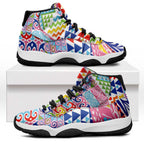 Maori Kowhaiwhai Taniko Patchwork Rainbow Motifs Sneakers J11