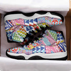 Maori Kowhaiwhai Taniko Patchwork Rainbow Motifs Sneakers J11