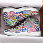 Maori Kowhaiwhai Taniko Patchwork Rainbow Motifs Sneakers J11