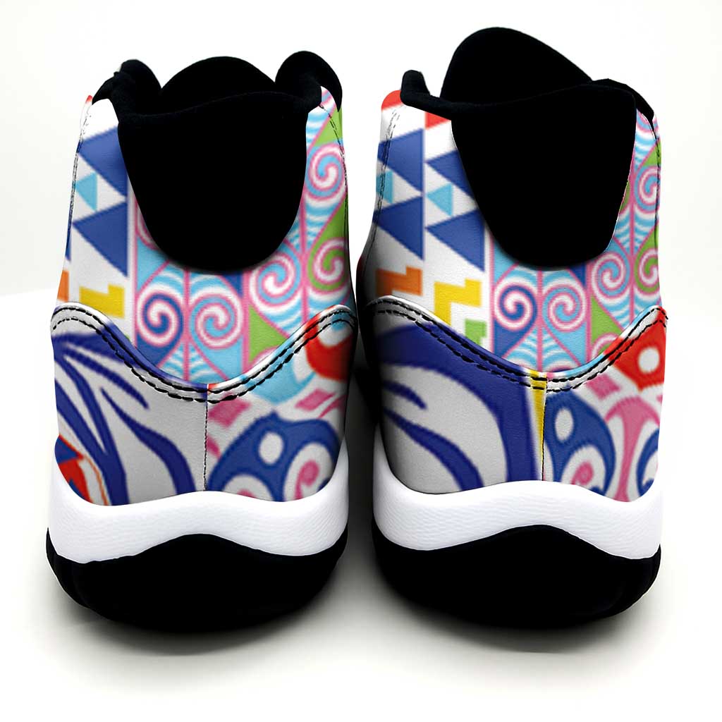 Maori Kowhaiwhai Taniko Patchwork Rainbow Motifs Sneakers J11