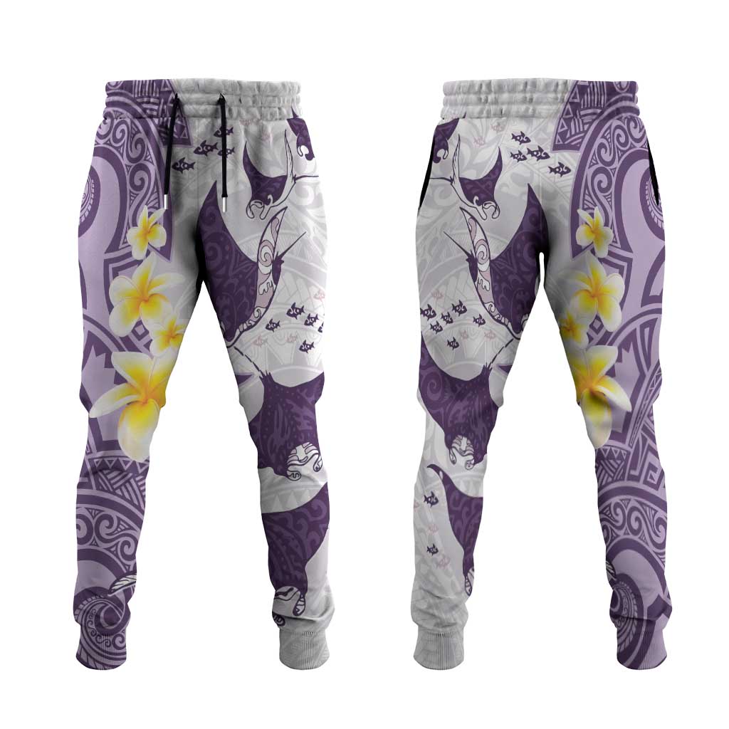Maori Manta Ray Plumeria Deep Purple Jogger Pants - Aussie Hoodie