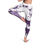 Maori Manta Ray Plumeria Deep Purple Leggings - Aussie Hoodie
