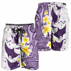 Maori Manta Ray Plumeria Deep Purple Shorts for Men - Aussie Hoodie