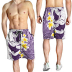 Maori Manta Ray Plumeria Deep Purple Shorts for Men - Aussie Hoodie