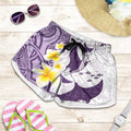 Maori Manta Ray Plumeria Deep Purple Shorts for Women - Aussie Hoodie