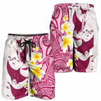 Maori Manta Ray Plumeria Royal Pink Shorts for Men - Aussie Hoodie