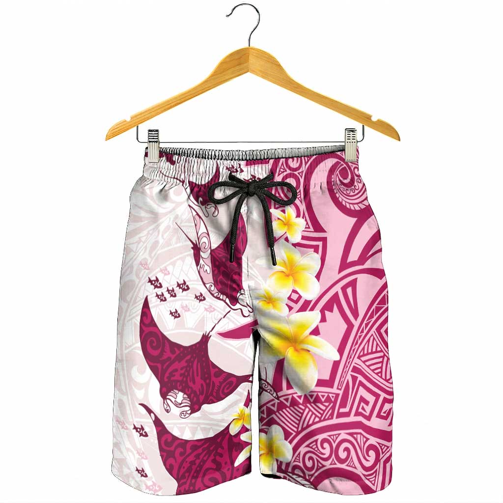 Maori Manta Ray Plumeria Royal Pink Shorts for Men - Aussie Hoodie