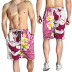 Maori Manta Ray Plumeria Royal Pink Shorts for Men - Aussie Hoodie