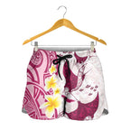 Maori Manta Ray Plumeria Royal Pink Shorts for Women - Aussie Hoodie