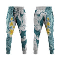 Maori Manta Ray Plumeria Teal Jogger Pants - Aussie Hoodie