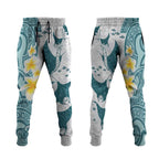 Maori Manta Ray Plumeria Teal Jogger Pants - Aussie Hoodie