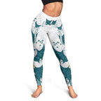 Maori Manta Ray Plumeria Teal Leggings - Aussie Hoodie