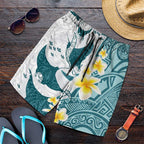 Maori Manta Ray Plumeria Teal Shorts for Men - Aussie Hoodie