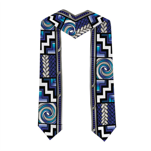 Maori Matariki Graduation Stole Blue Galaxy Aesthetic Koru Art