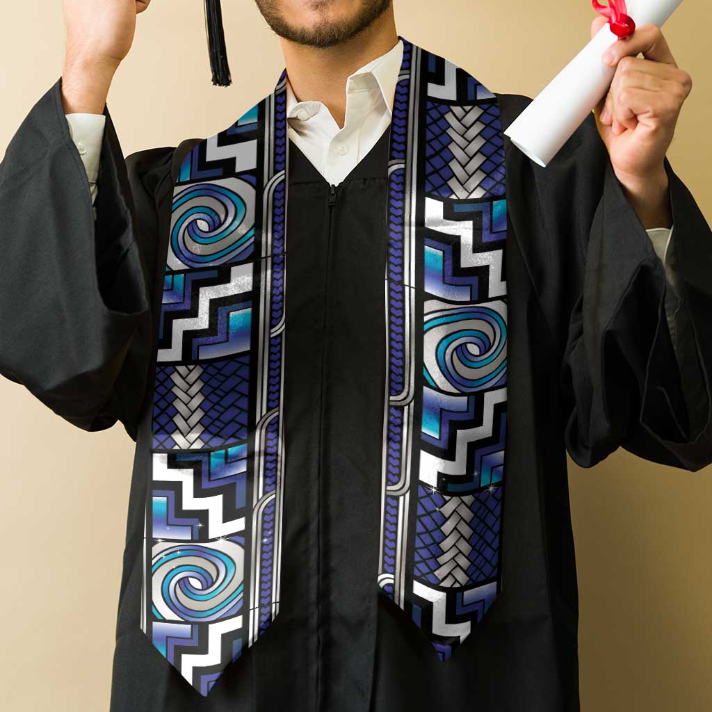 Maori Matariki Graduation Stole Blue Galaxy Aesthetic Koru Art