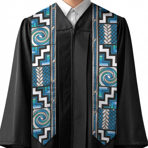 Maori Matariki Graduation Stole Green Galaxy Aesthetic Koru Art