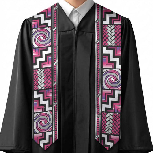 Maori Matariki Graduation Stole Pink Galaxy Aesthetic Koru Art