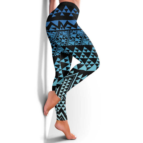 Maori Niho Taniwha Te Wheiao Leggings Moana Blue - Aussie Hoodie