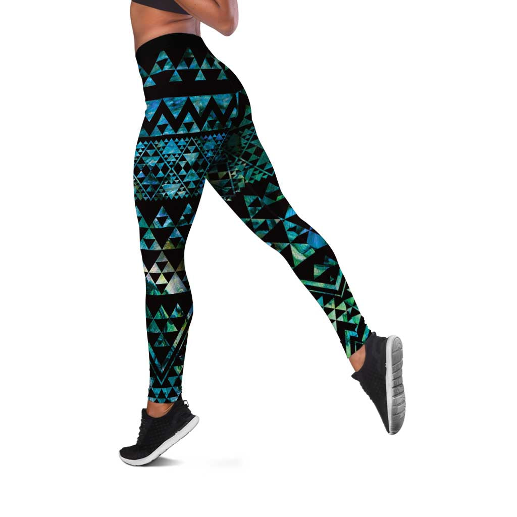Maori Niho Taniwha Te Wheiao Leggings Paua Shell - Aussie Hoodie