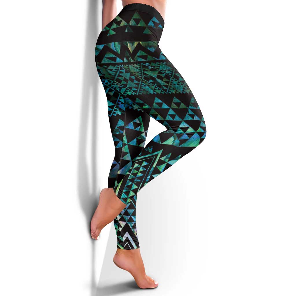 Maori Niho Taniwha Te Wheiao Leggings Paua Shell - Aussie Hoodie