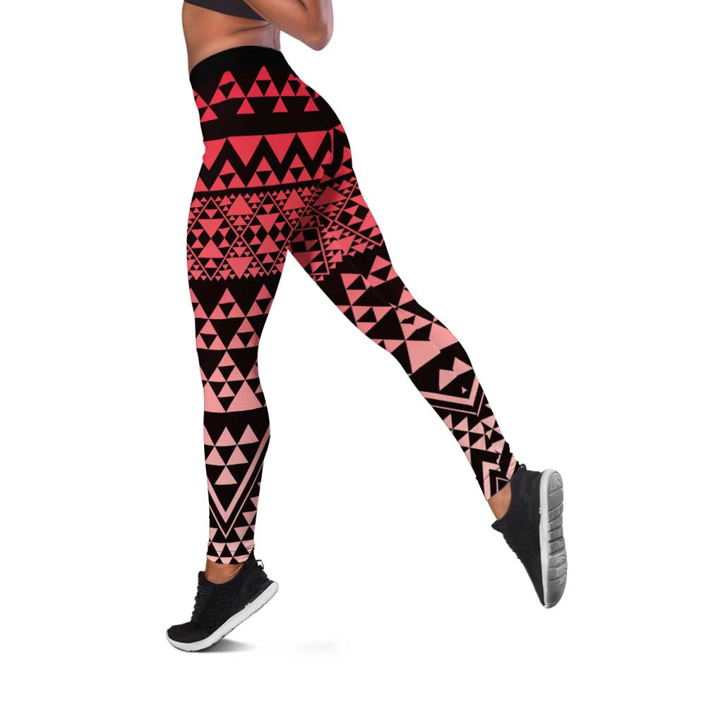 Maori Niho Taniwha Te Wheiao Leggings Terracotta - Aussie Hoodie