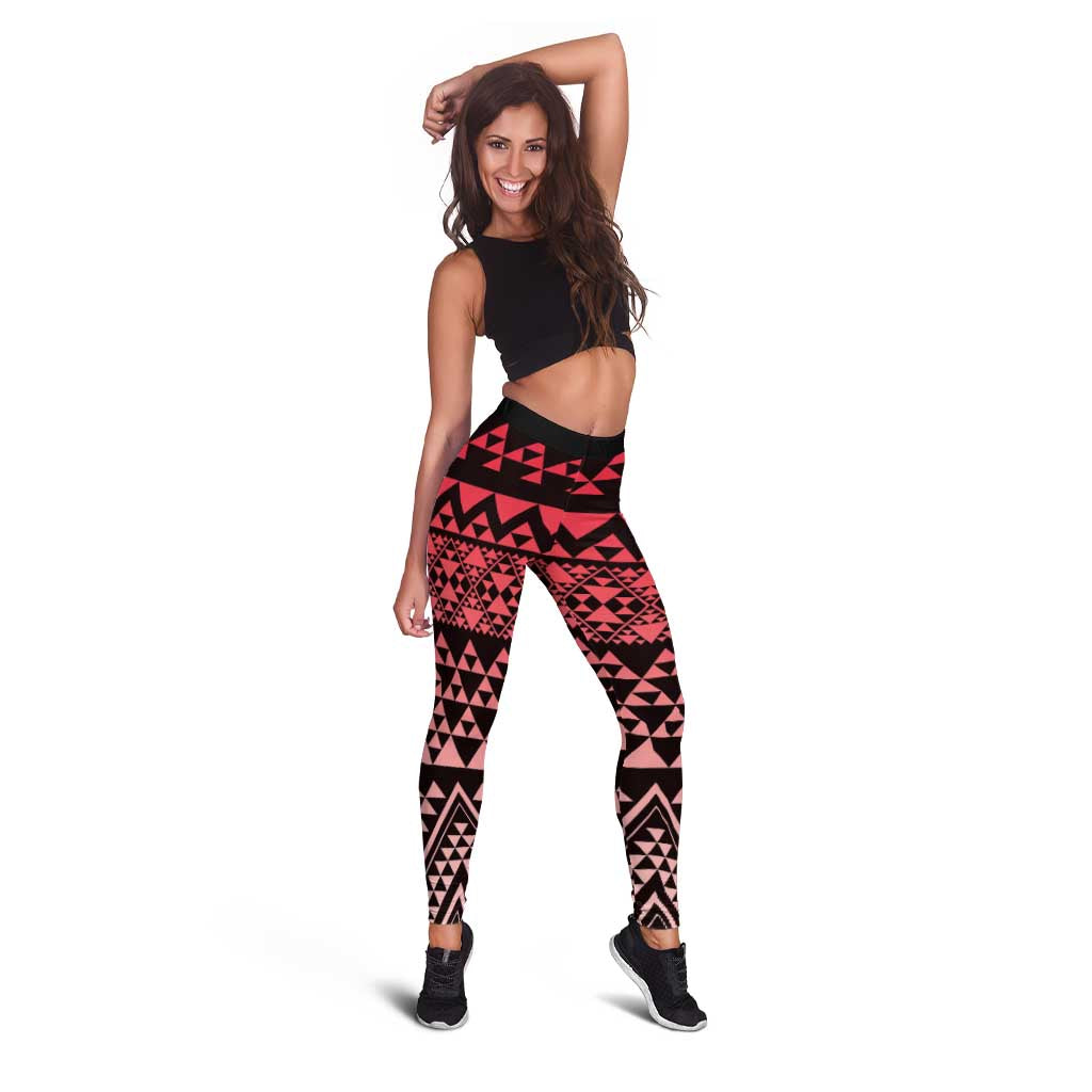 Maori Niho Taniwha Te Wheiao Leggings Terracotta - Aussie Hoodie