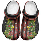 Maori Tukutuku Clogs Shoes with Ferns Pohutukawa and Kowhai Tribal Moko Patterns
