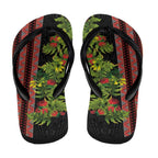 Maori Tukutuku Flip Flops with Ferns Pohutukawa and Kowhai Tribal Moko Patterns