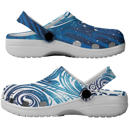 Matariki Galaxy Clogs Shoes Maori Taniko Pattern