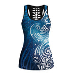 Matariki Galaxy Hollow Tank Top Maori Taniko Pattern