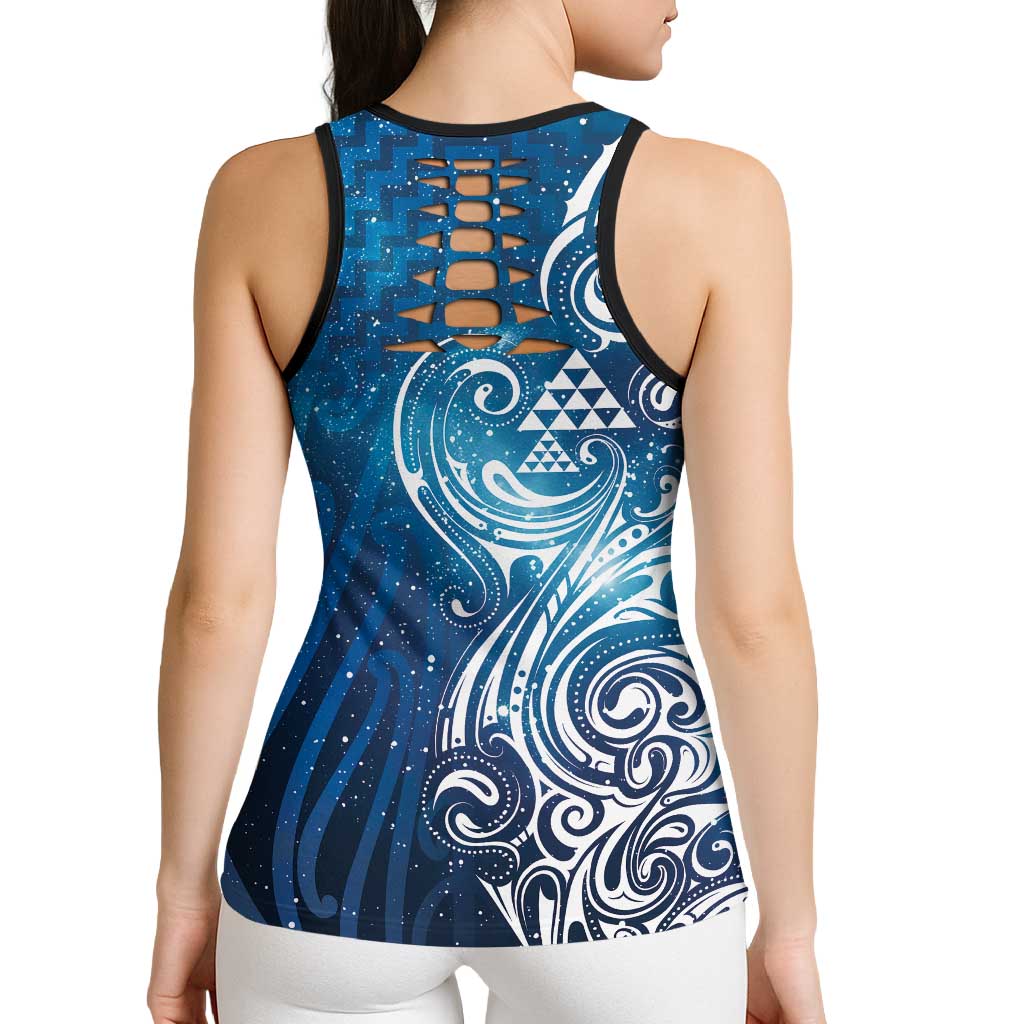 Matariki Galaxy Hollow Tank Top Maori Taniko Pattern