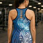 Matariki Galaxy Hollow Tank Top Maori Taniko Pattern
