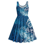 Matariki Galaxy Midi Dress Maori Taniko Pattern