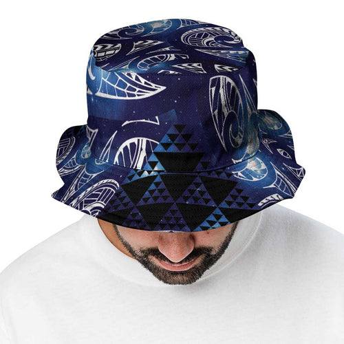 Matariki New Zealand Bucket Hat NZ Niho Taniwha Maori New Year Blue Galaxy