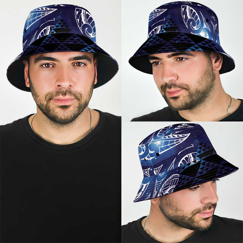 Matariki New Zealand Bucket Hat NZ Niho Taniwha Maori New Year Blue Galaxy