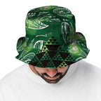 Matariki New Zealand Bucket Hat NZ Niho Taniwha Maori New Year Green Galaxy