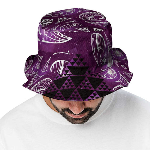 Matariki New Zealand Bucket Hat NZ Niho Taniwha Maori New Year Purple Galaxy