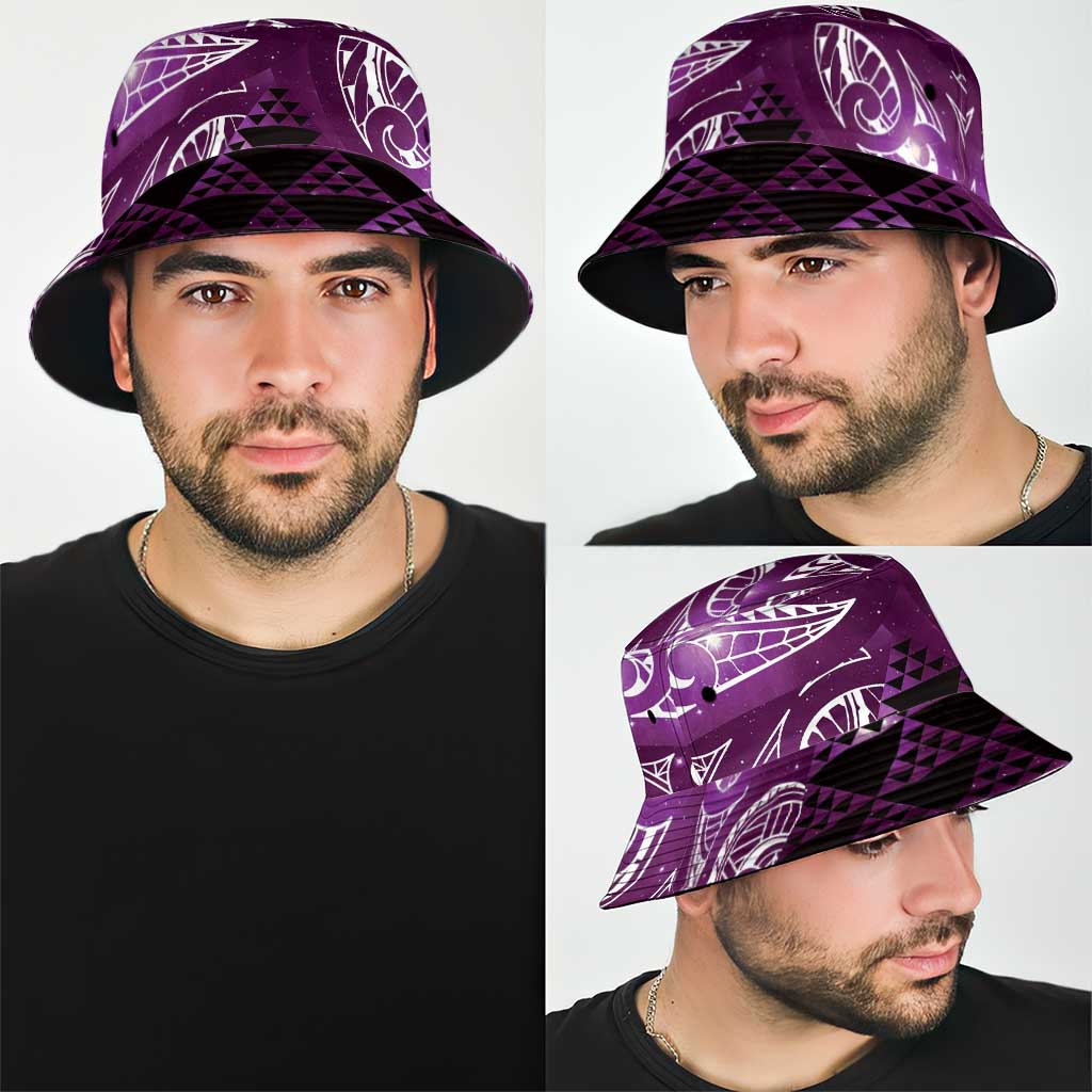Matariki New Zealand Bucket Hat NZ Niho Taniwha Maori New Year Purple Galaxy