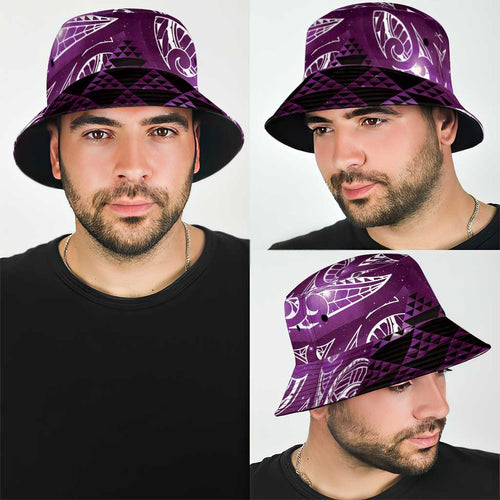 Matariki New Zealand Bucket Hat NZ Niho Taniwha Maori New Year Purple Galaxy