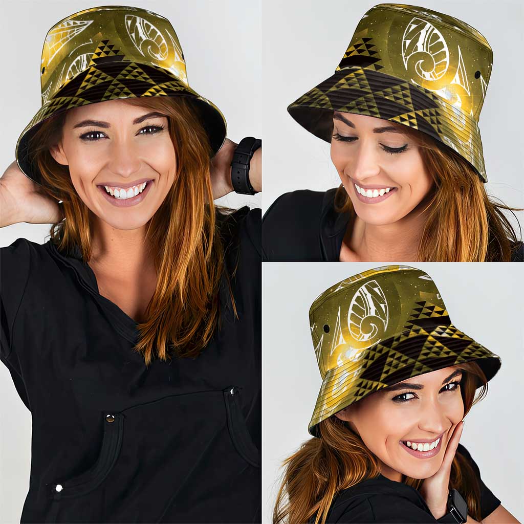 Matariki New Zealand Bucket Hat NZ Niho Taniwha Maori New Year Yellow Galaxy